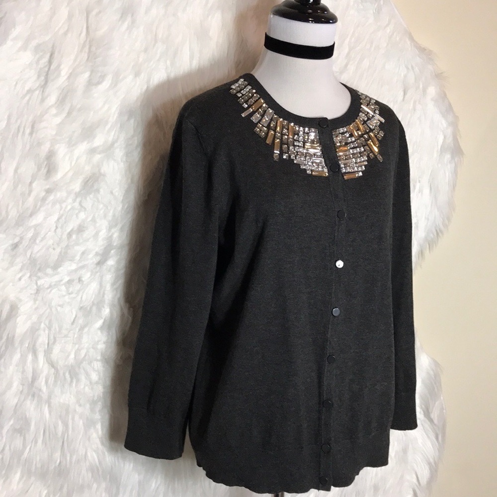 Cable & Gauge Gray Embellished Cardigan - Picture 3 of 7